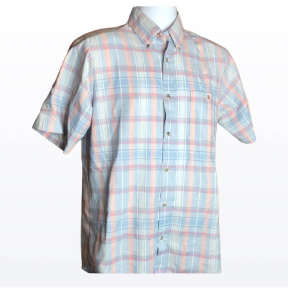 Oakton Vintage Pastel Plaid Short Sleeve Button Down Shirt | Men’s Summer L/XL